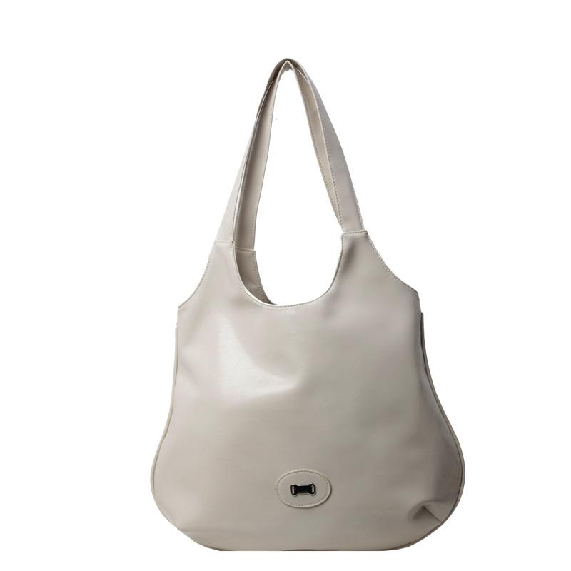 

Textured oil wax leather shoulder tote bag casual large-capacity commuter bag women s trendy versatile underarm bag zipper белый