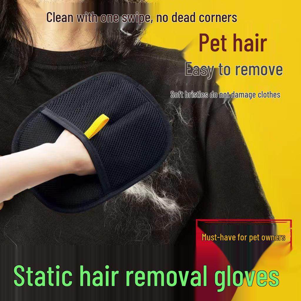 Pet Hair Removal Glove & Two-Way Brush with Lint Roller - Clean Cat Hair Efficiently
