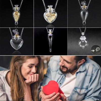 Tropfen Herz Parfüm Fläschchen Halskette Gedenkschmuck Wunschflasche Anhänger Ätherisches Öl Diffusor