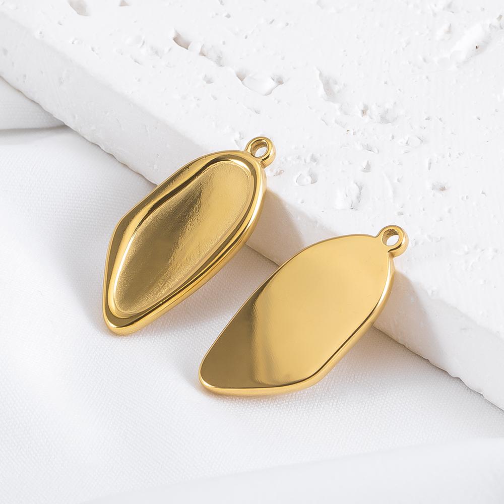 5 pièces Acier Inoxydable 18K Cadres Lune Ovale Bezels Vides Base Pendentif Cœur Géométrique Charme Boucle d'Oreille Fabrication de Bijoux