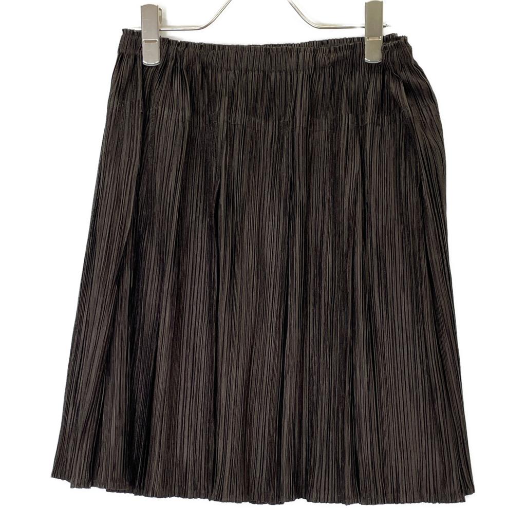 PLEATS PLEASE PP13-JG204 Brown Elastic Waist Pleated Skirt Skirt 1 BrownUsed