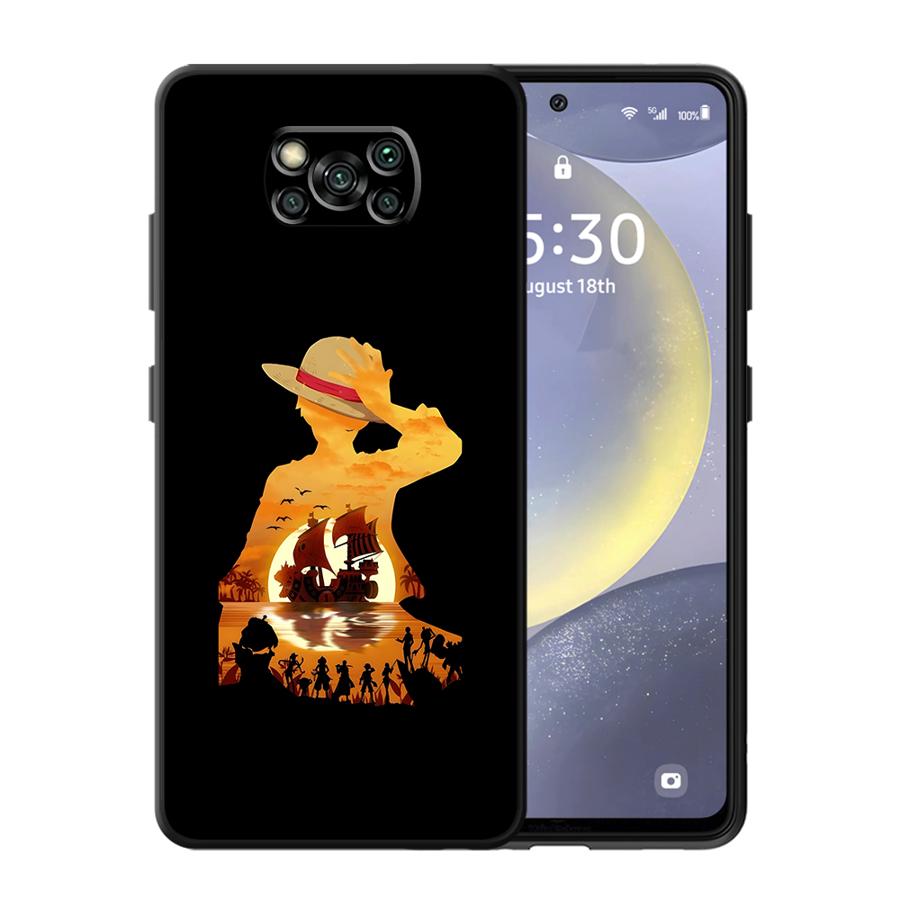 

Черный чехол-бампер с логотипом Luffy из One Piece для Xiaomi Poco C75 C40 C50 X7 C71 F3 F7 M3 M4 Pro X4 Pro C51 C61 X3 NFC X5 M5s Poco C51