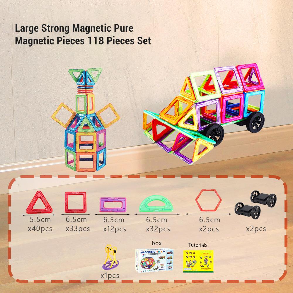 30-168PCS Big Size Magnetic Toys DIY Designer Construction Magnetic Building Blocks Kit Kids Educational Toys Gifts