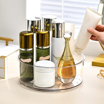 Lazy Susan Organizer Spice Rack with Raised Edge Large Capacity Non-Skid Transparent Turntable