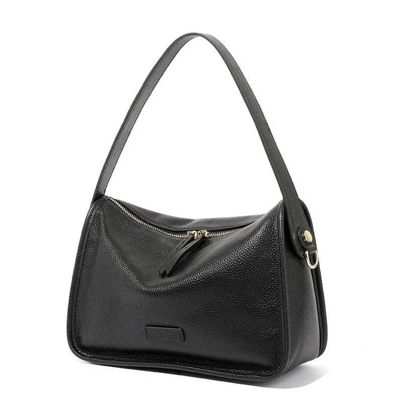 Ladies Fashi Commuting Handbags Female Natural Cowhide Casual  Crossbody Bag Women's Retro Cow Genuine Leather Shoulder Bags