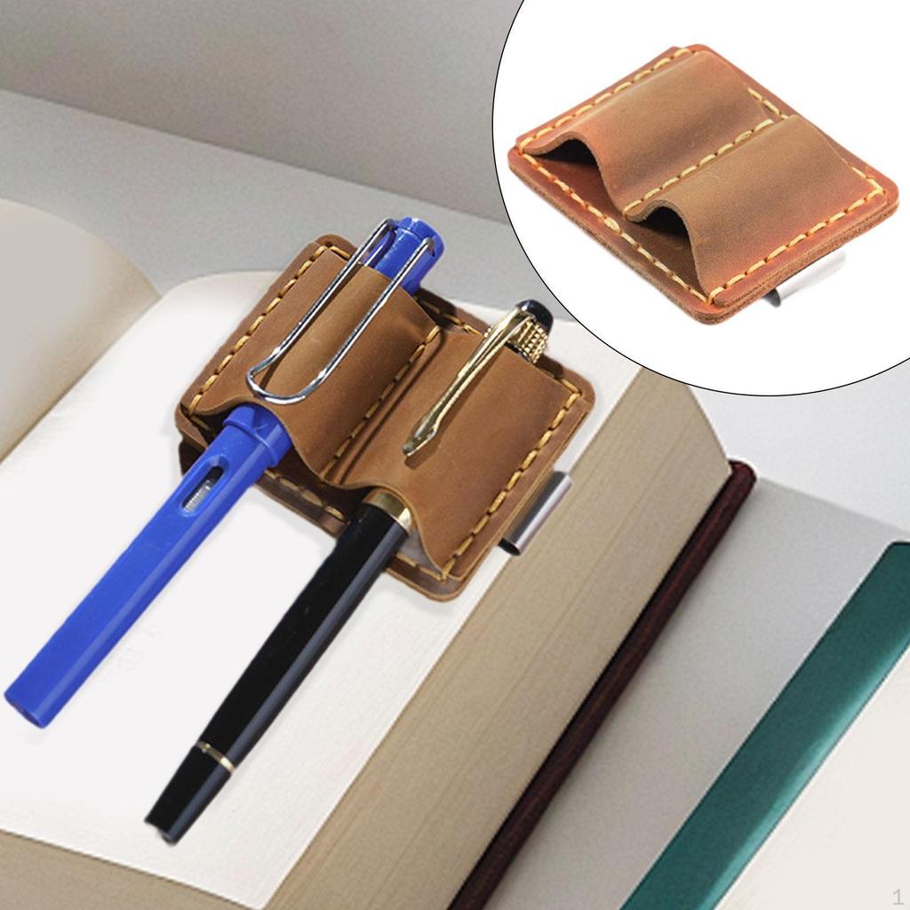 Double Pen Holder for Notebook with Metal Clip Sleeve Planners Books