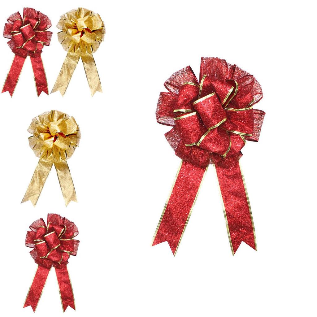 Grand Nœud Décoratif Rouge de Noël avec Design à Double Couche pour la Décoration Festive des Fêtes