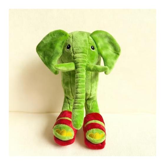 It s a stuffed animal. It s a holiday gift. It s a game goods stuffed animal. It s a gift (it s a green elephant).