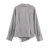 2025 Autumn Women's Slimming Double-breasted Striped Bow Shirt