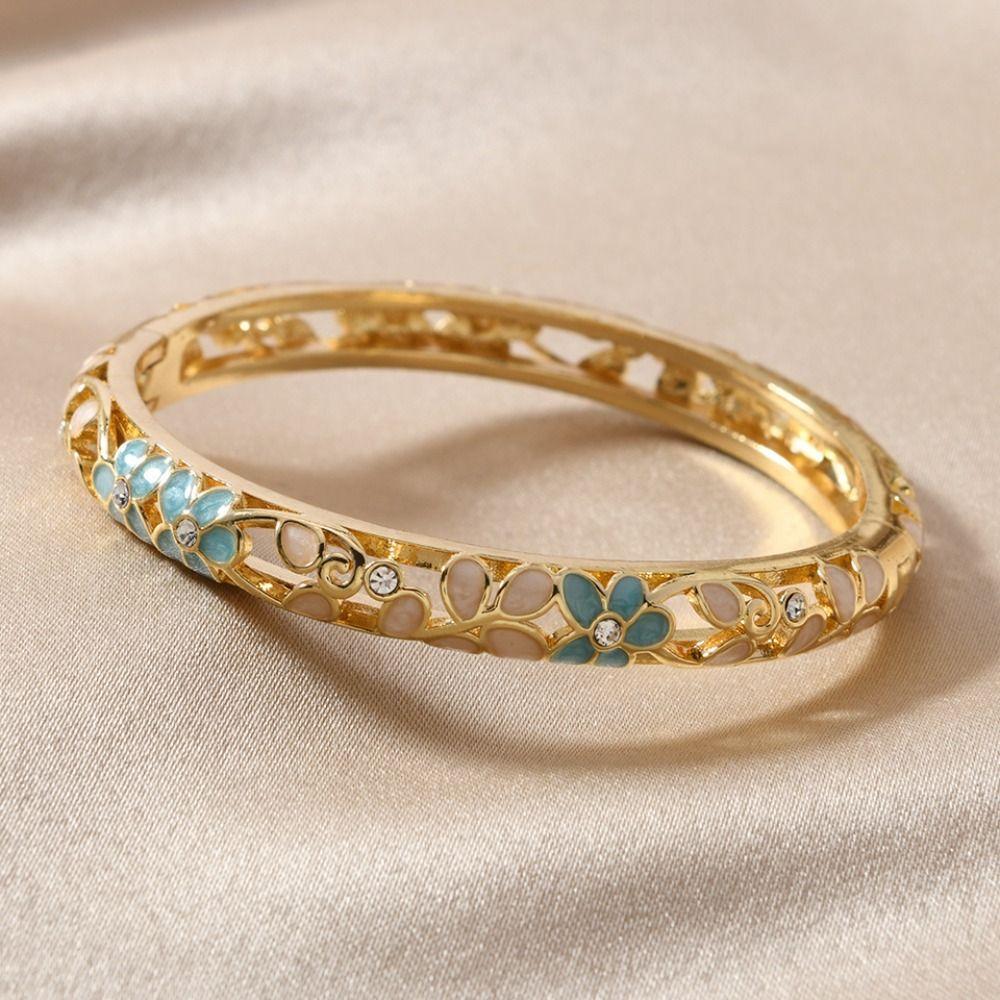 Emaille Aushöhlen Blume Armreif Traditionelles Damen Handarmband Schmuckgeschenke