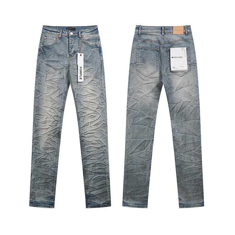Purple Brand Ink Printing Meichao High Street Retro Ripped Casual Trend Denim Horn Pants Small Feet