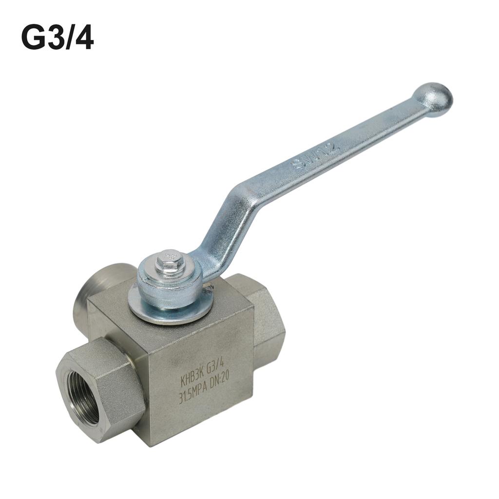 Manuální hydraulický 3cestný kulový ventil Konstrukce z uhlíkové oceli 500 barů MWP Gumové těsnění Typ T 1/4 až 3/4 pro olej a vodu
