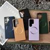 Applicable To Samsung S25 Mobile Phone Case S26ultra Lychee Pattern S23 Magnetic Suction S24 + Anti-drop A56 Business Protective Case