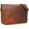 Goat Leather Messenger Bag Men's Laptop Brown Briefcase Shoulder Satchel Vintage
