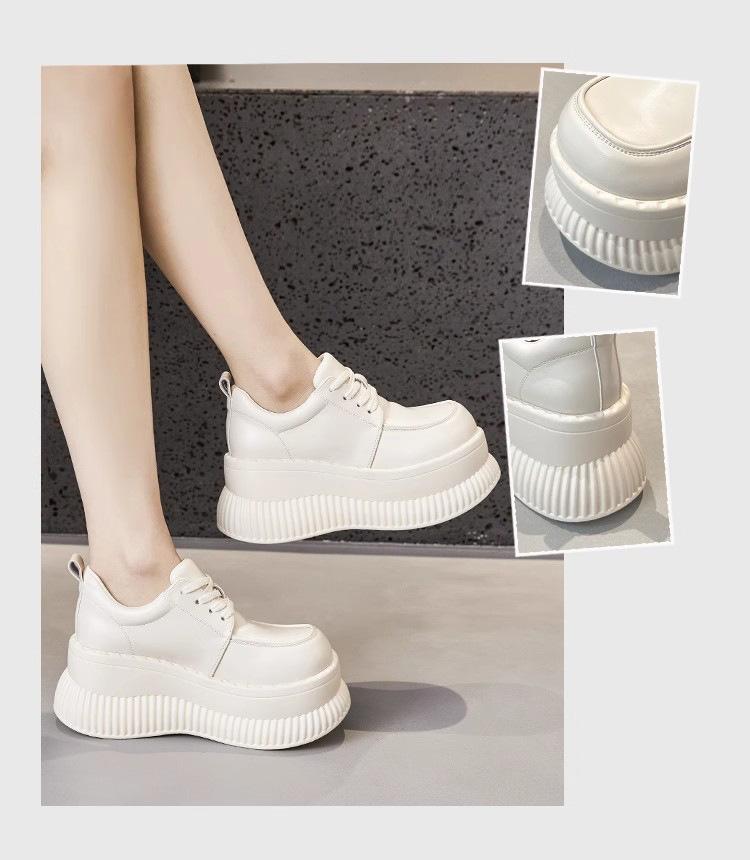 Fashion Platform Loafers Women's Spring Muffin Sole Versatile British Small Leather Shoes Small Inner Height Increase Women's Shoes