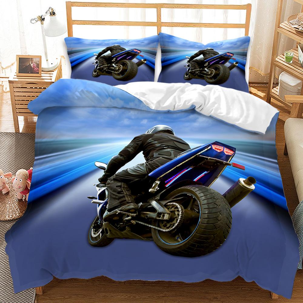 Speed Sports Car Duvet Cover Set King Queen Size 3D Extreme Sports Luxury Motorcycle For Kids Boys Teens Polyester Bedding Set