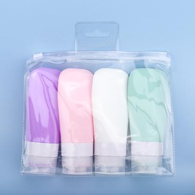 4Pcs/Set Portable Silicone Travel Bottle Liquid Container Empty Refillable Packing Lotion Points Shampoo Container Cream Trip