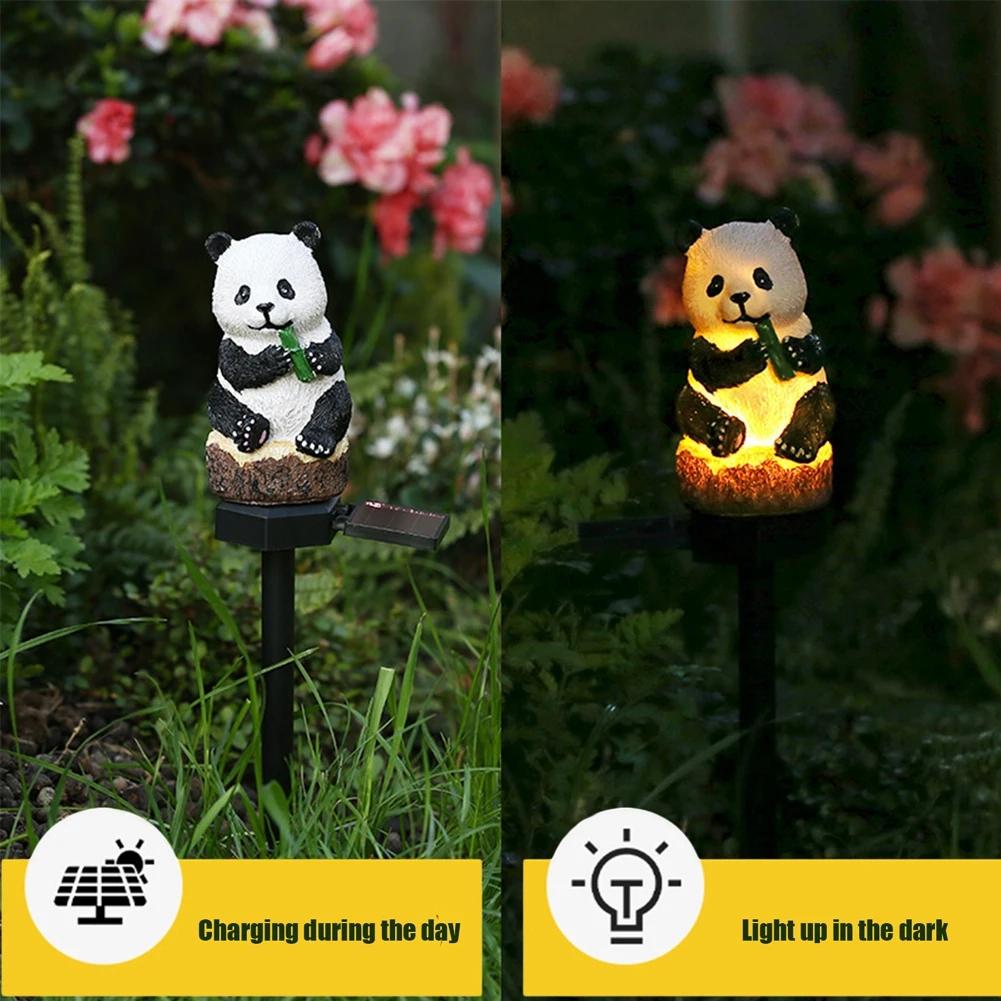 New LED Solar Panda Courtyard Decorative Atmosphere Light Resin Animal Lamp Outdoor Park Corridor Ground Insertion Lawn Light