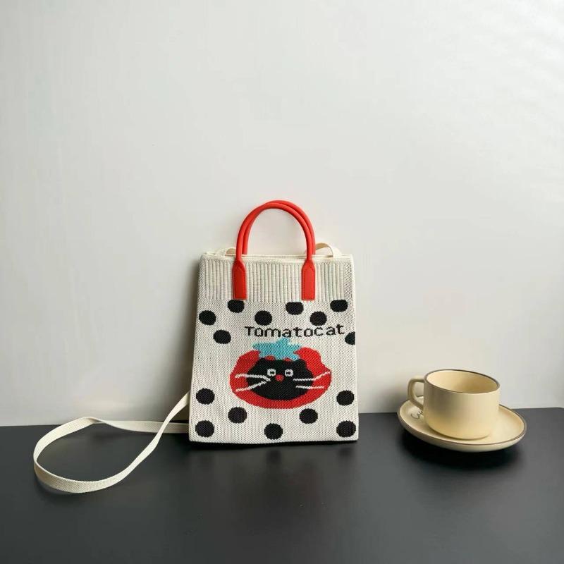 New Large-capacity Knitted Bag, High-end, Mobile Phone Bag, Niche Shoulder Messenger Bag, Cartoon Fashion Handbag.