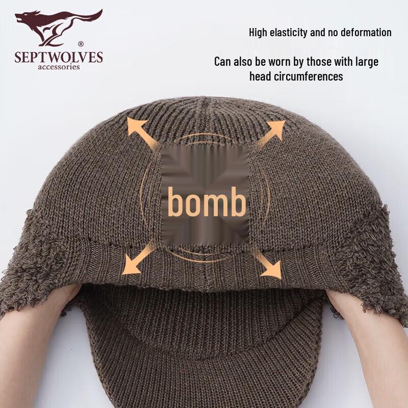 Septwolves Men's Winter Warm Knit Earflap Hat