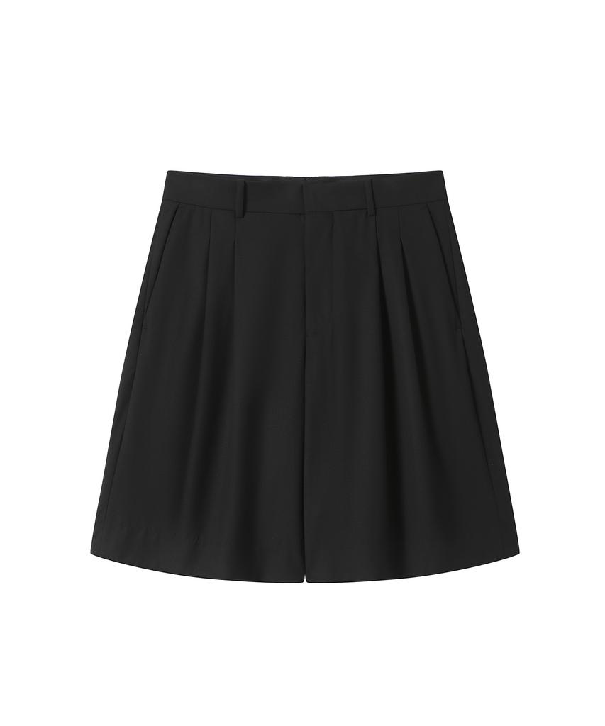 SOLEW Two-Tuck Half Slacks_Black