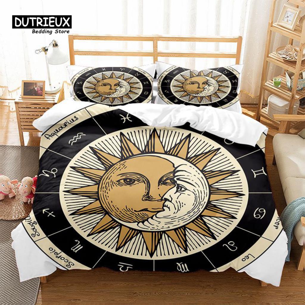 Hamsa Hand Duvet Cover Boho Exotic Sun And Moon Bedding Set Luxury Galaxy Astrology Comforter Cover Full Queen For Adults Kids