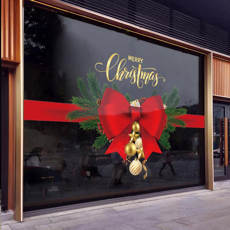 Christmas Window Decoration Atmosphere Decoration Bow Window Display Static Glass Stickers