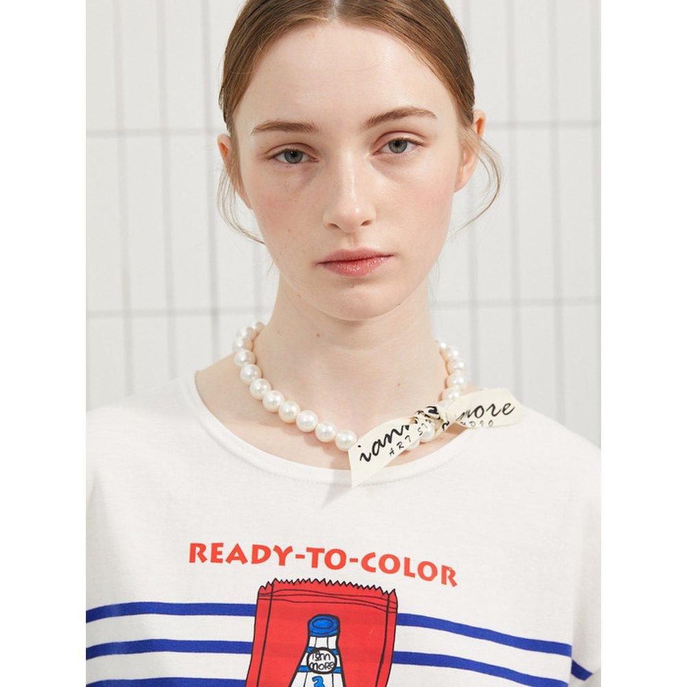 Logo Tape Big Pearl Necklace