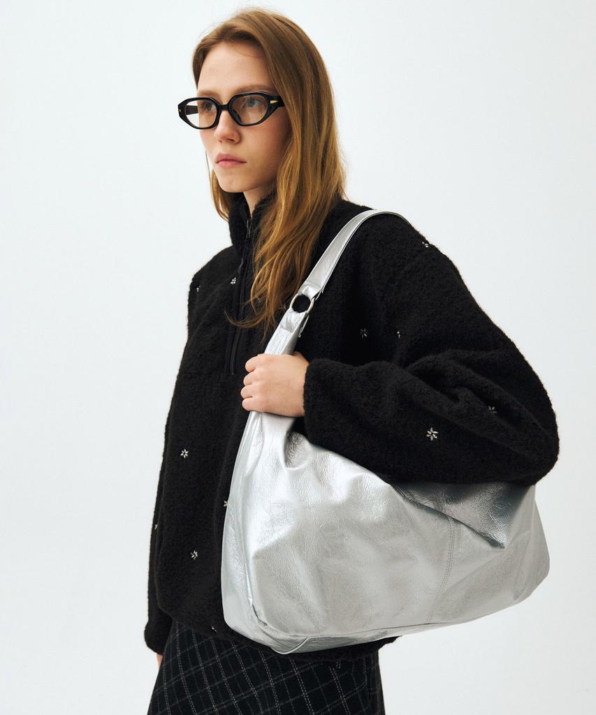 Mais Wrinkle Silver Shoulder Big Bag