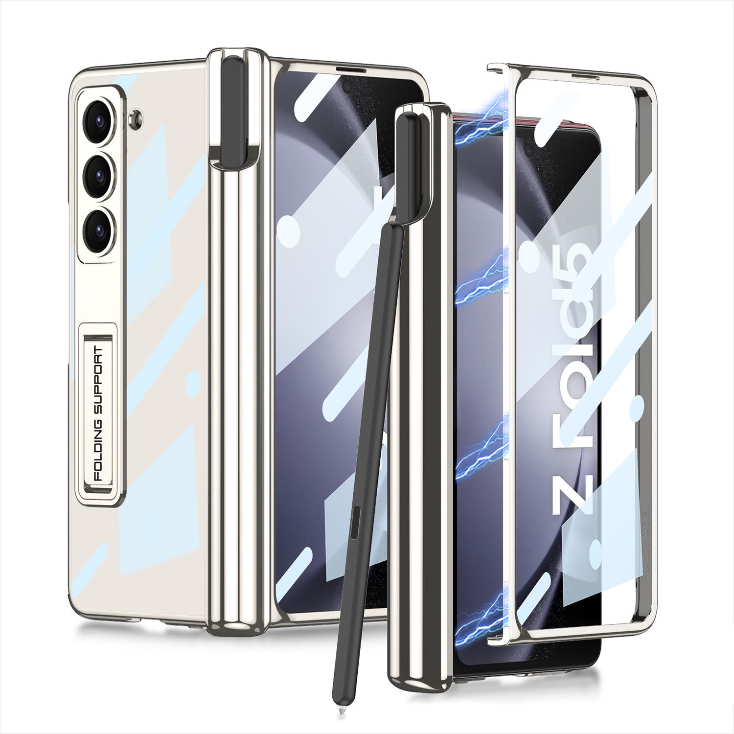 

Samsung Z Fold5 Phantom Case: Magnetic Hinge, Transparent, with Pen Holder. Galaxy Z Fold5 [Excluding Pen]