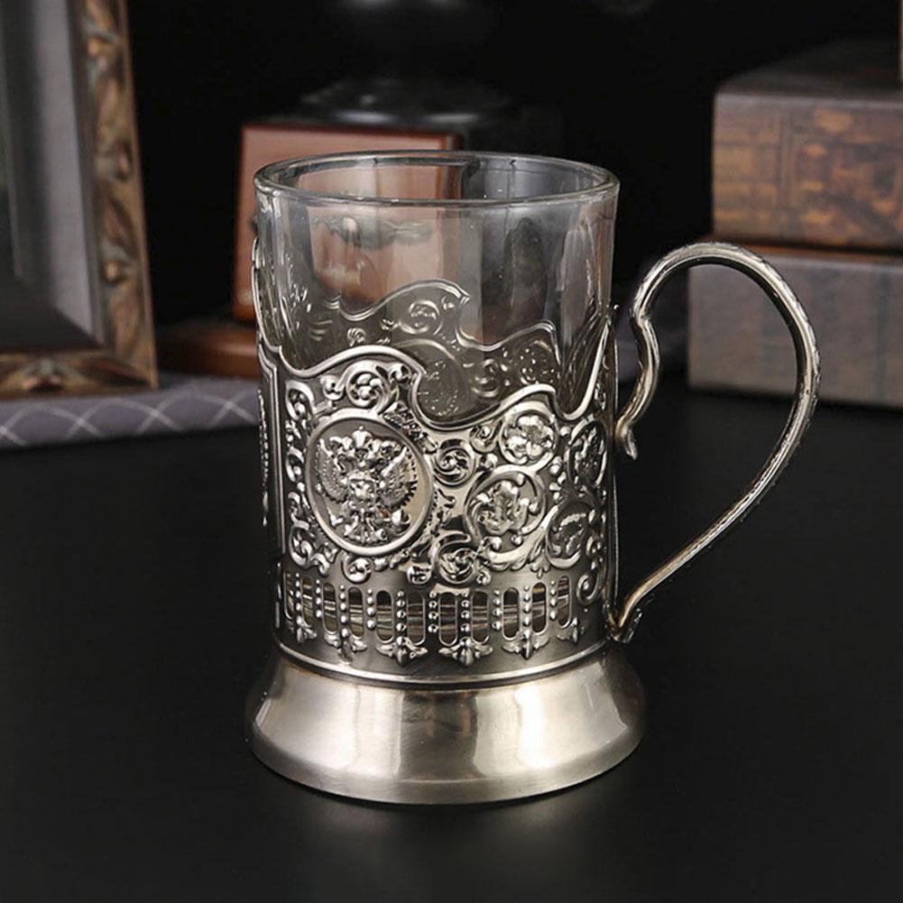 Drinking Hot Tea Glass Metal Cup Holder Folk Crafts Sell Custom Logo Old-fashioned Podstakannik Russian Soviet Nostalgia Classic