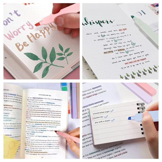 6ks zvýrazňovač pero Makaronová barva Hladké psaní Měkký hrot Estetický roztomilý dvojitý umělecký popisovač do školy