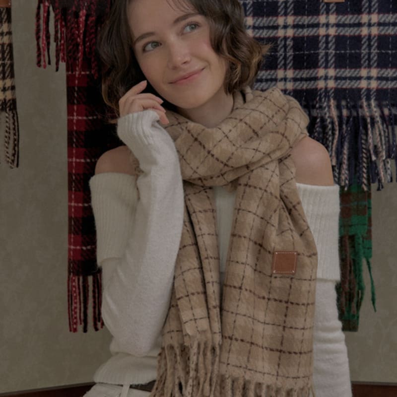 

RaJu Classic Check Muffler_7 Color Brick Brick