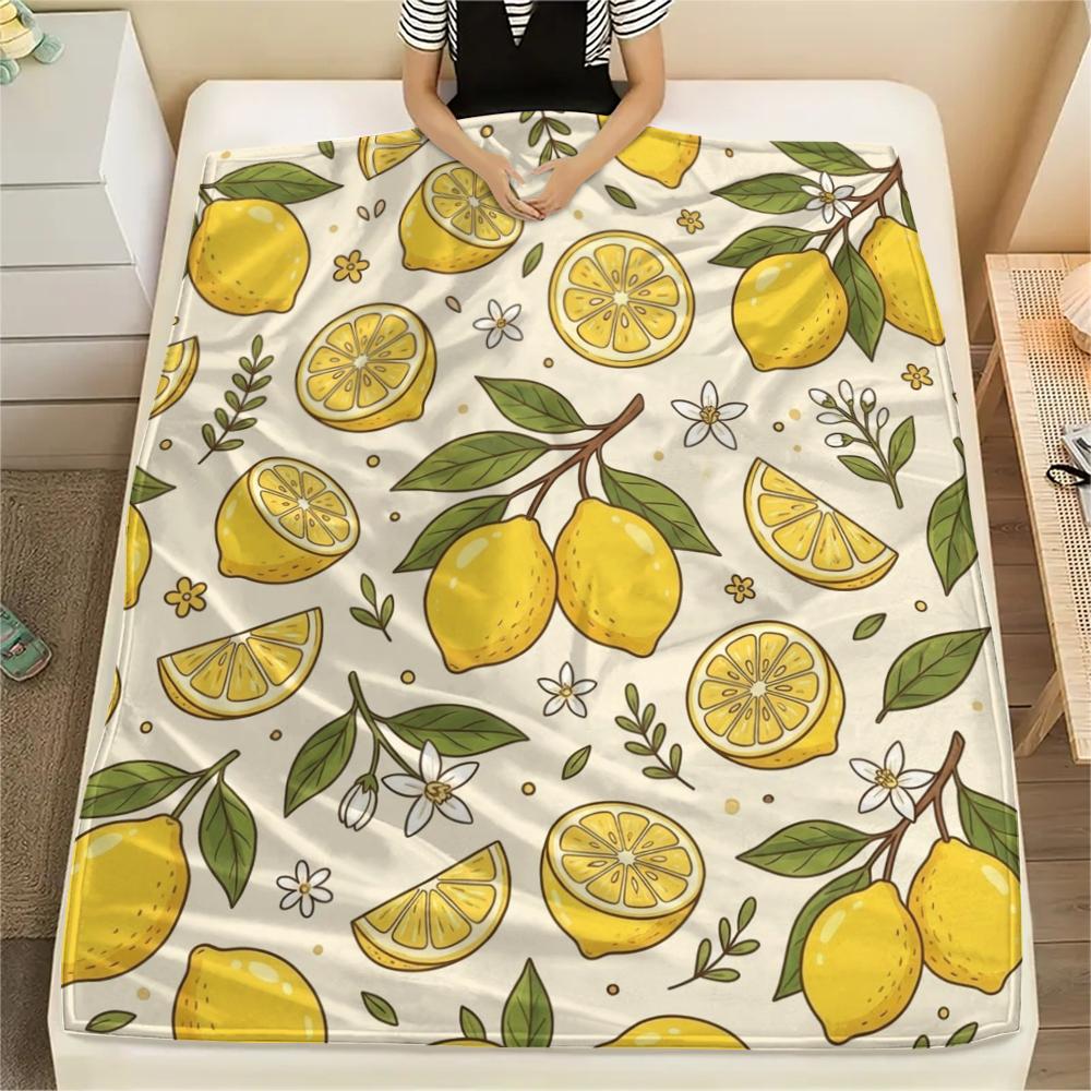 

1PC Cartoon Fruits Print Flannel Blanket, High quality All Seasons, Home Decor, Warmth and Comfort, Perfect for Christmas Gifts 80cm x 120cm
