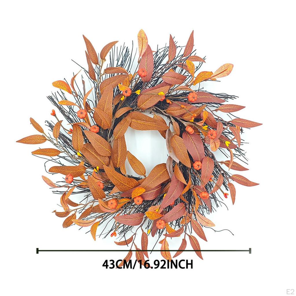 Fall Front Door Wreath Autumn Wreath,Orange Thanksgiving Wreath,Harvest for Holiday Festival