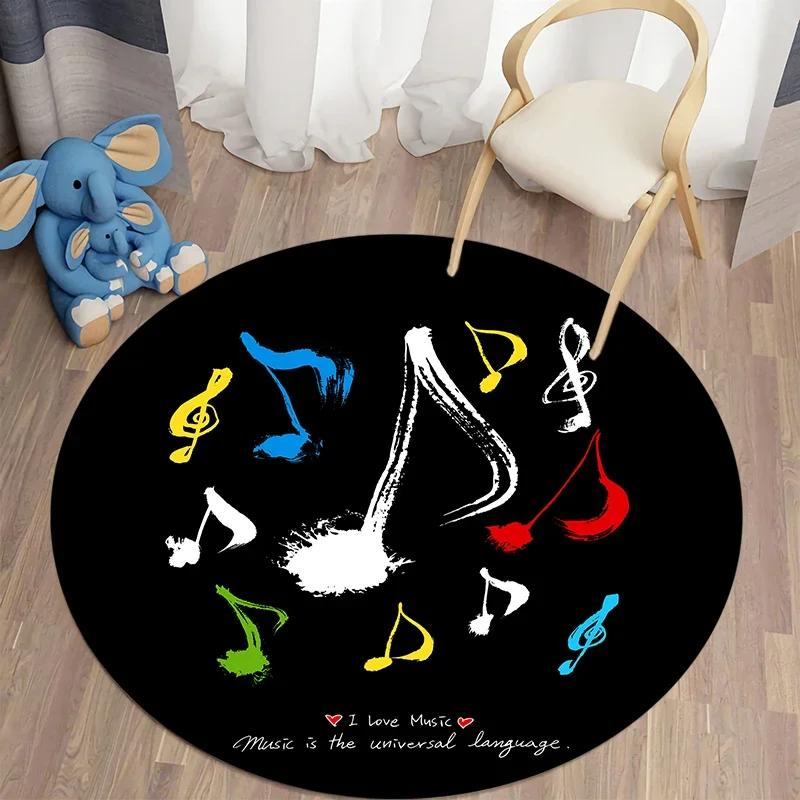 

Music Note Round Carpet for Living Room Area Rugs Kids Carpets Non-slip Floor Mat for Kids Bedroom Carpet Children s Play Mats 60cm