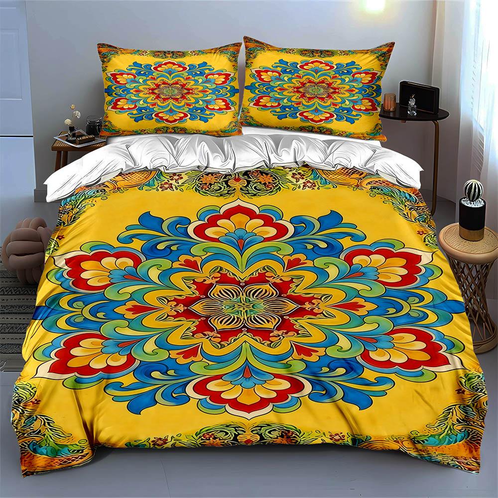 Vibrant, symmetrical, floral. Bedding Duvet cover sets Duvet covers Pillowcases gifts (1 * Duvet Cover 2 * Pillowcases, without duvet insert)