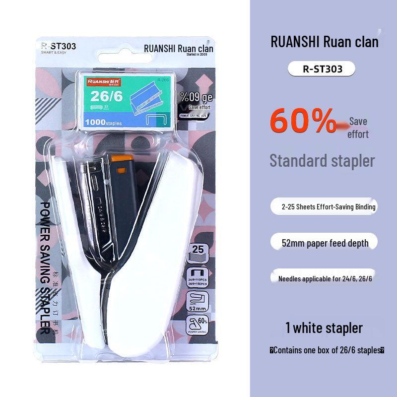 Ruan Shi Medium Labor-Saving Stapler - Staples 25 Pages, Office & Home Portable Stapler