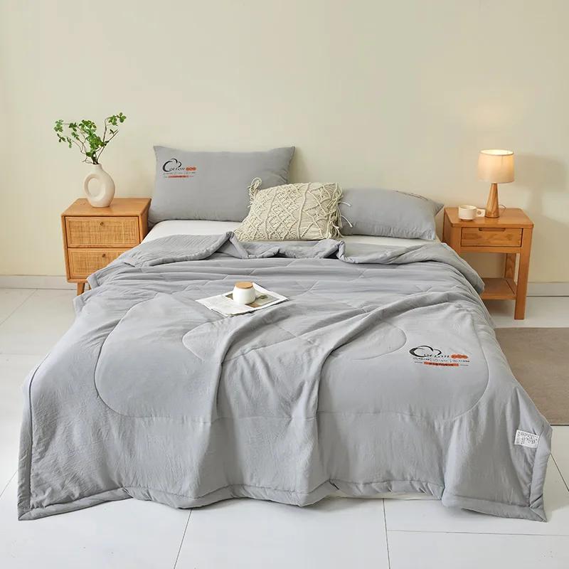 Japanese Summer Quilt - Washed Cotton Solid Color, Lightweight Breathable Bedspread (No Pillowcase/Sheet, Machine Wash)