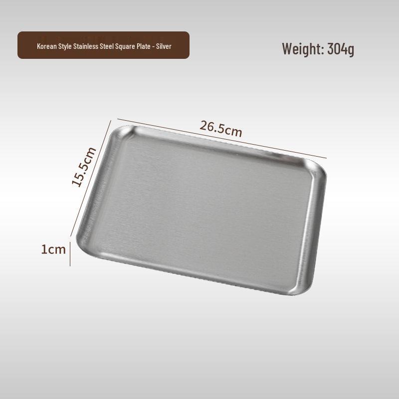 Korean Style 304 Stainless Steel Gold Rectangular Cafe Tray Dessert Plate