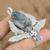 Natural Solar Moss Agate Gemstone 925 Sterling Silver Pendant Owl For Girls
