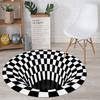 3D Round Carpets for Living Room Simple Black&White 3D Stereo Vision Carpet Area Rugs Geometric Anti-Skid Home Bedroom Floor Mat