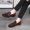 Fashion Cow Suede Leather Men Driving Footwear Slip on Man Breathable Shoes Wedding Party Men Dress Shoe Business Office Lazy Loafers