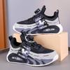 Rotating button boys shoes summer 2025 new breathable single mesh shoes children's sports shoes mesh running shoes