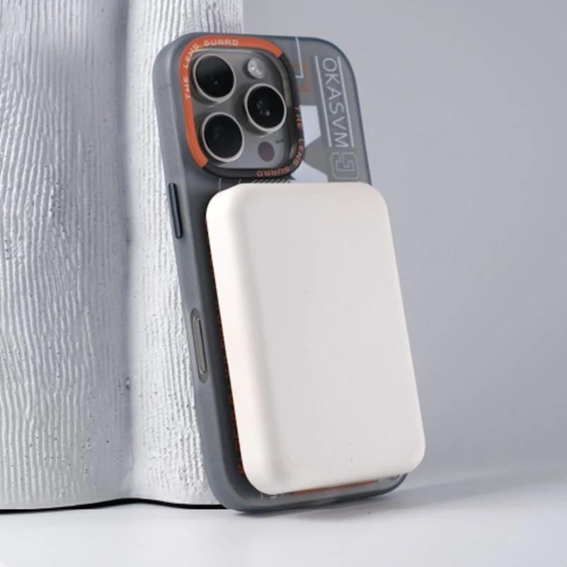 Business Translucent for Magsafe Phone Case For iPhone 12 13 14 15 16 ProMax Wireless Charging Matte Lable Pattern PC Back Cover