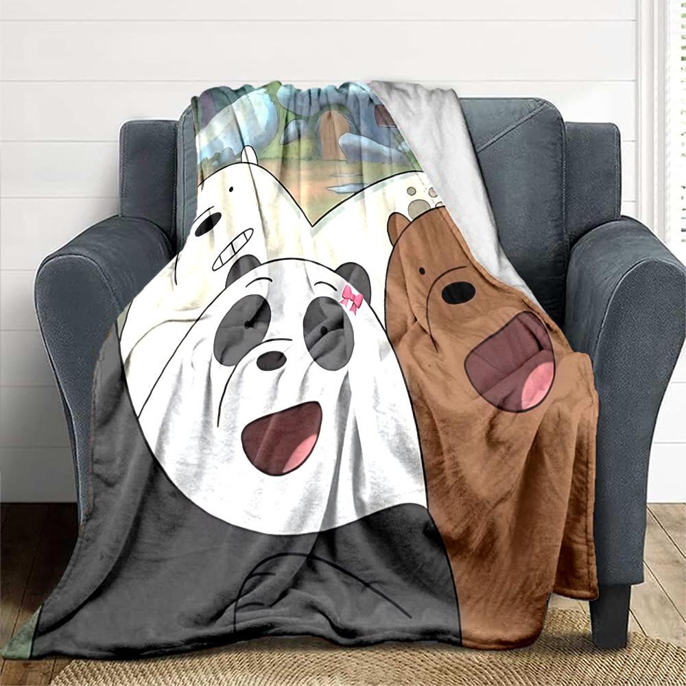 1pc We Bare Bears Flannel Throw Blanket Lightweight Soft Warm All Season Blanket for Sofa, Bed, Travel,L1028156