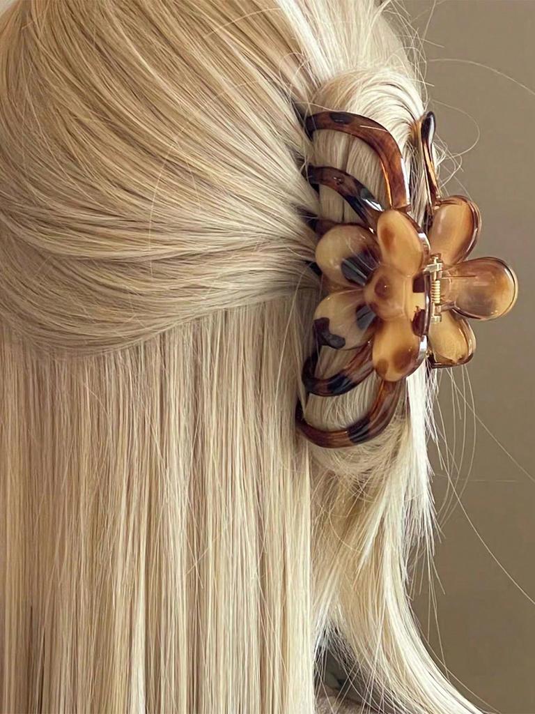 1pc Fashion New Leopard Grab Clip Hair Volume Flowers Back of Head Hair Claw Hair Clips Headwear Valentine's Day