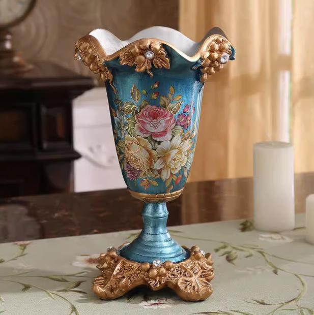 European Retro Resin Vase Decoration, Three-dimensional Dried Flower Arrangement Container, Living Room Home Decoration Crafts