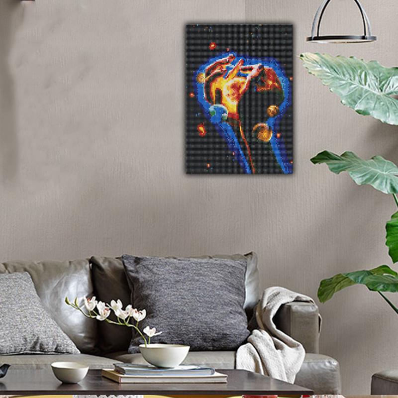 FIYO 11.8x16.73 In Diamond Painting Full Round Drill Planet Hand Round Diamond Painting Handmade Diy Diamond Mosaic Painting Home Decoration