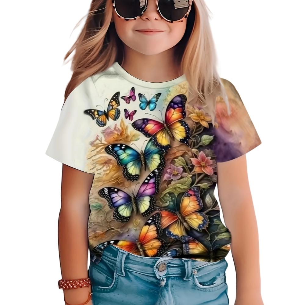 Children's T-Shirt Girl Clothes Animal 3D Print Children Top Summer Kids T Shirt Casual Round Neck Fashion Tee Teen Girl Clothes